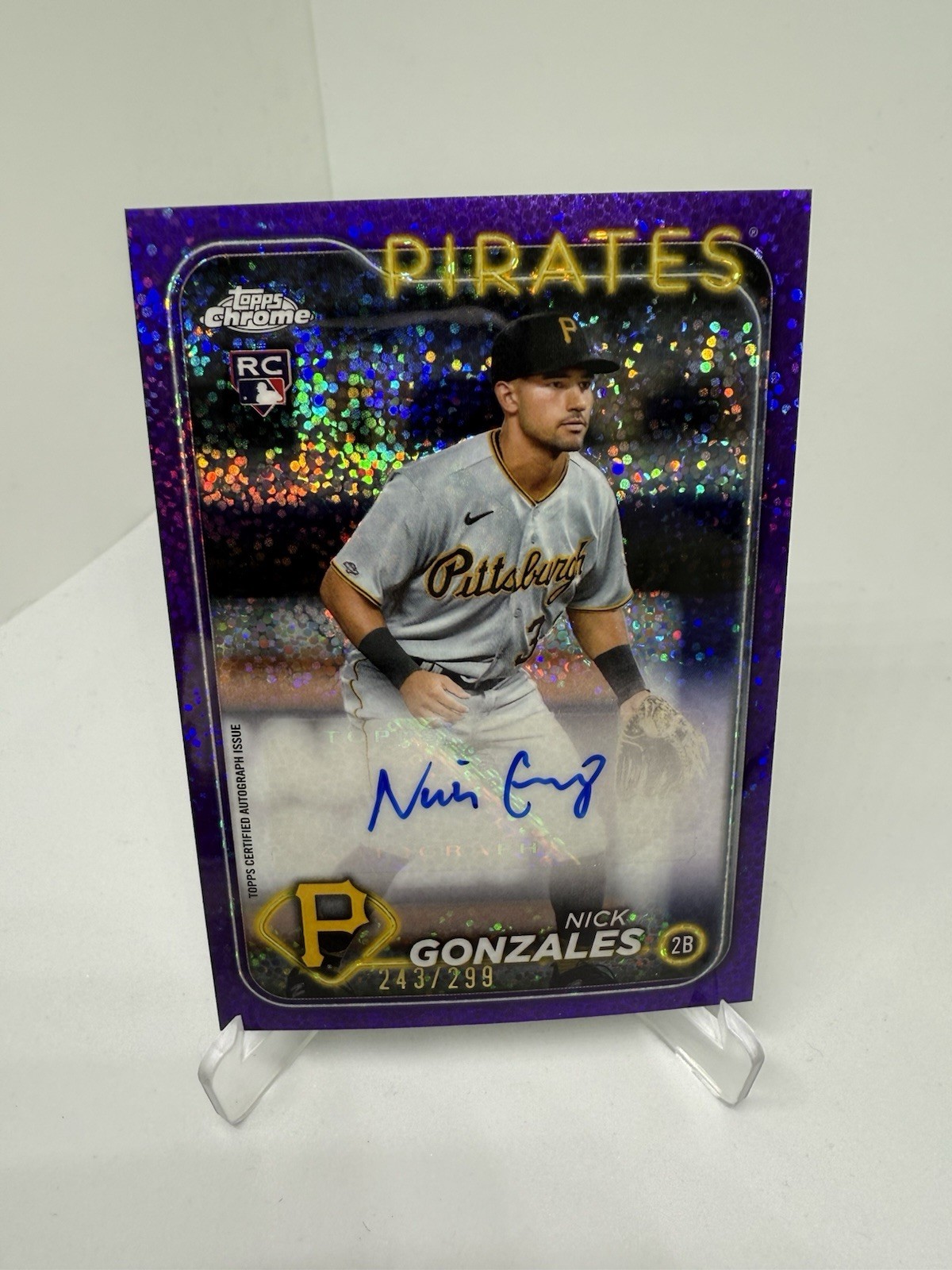 2024 Topps Chrome Update Purple Speckle Refractor /299 Nick Gonzales #AC-NG Auto