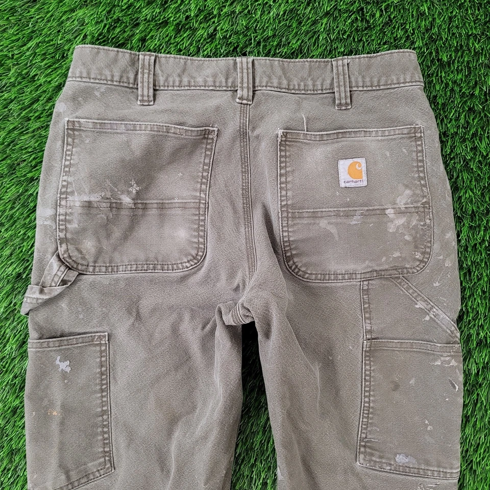Carhartt Carpenter Baggy Pants 30x28 Distressed Faded Gray Rugged Flex  - Image 4 of 4