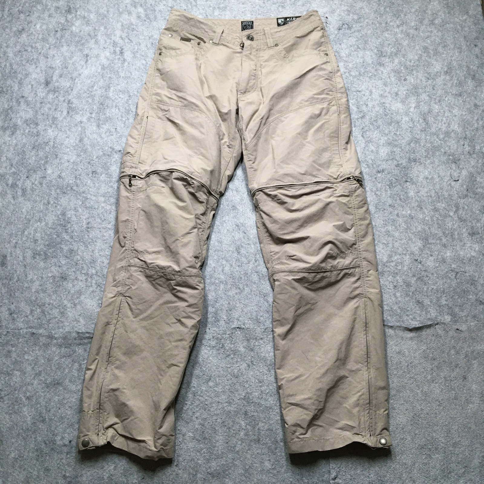 Kuhl Liberator Convertible Hiking Pants for Men 30x32 Khaki Stealth Zip-Off Outdoor Adventure