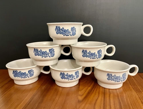 Set Of 6 Pfaltzgraff  YORKTOWNE  Stoneware Coffee Soup Cups Mugs Pre-Owned  1 Y