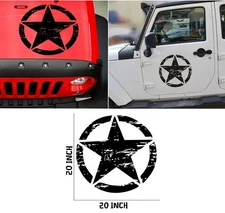 20” Car Decal Hood Auto Five-Pointed Star Graphics Body Sticker Black Decoration