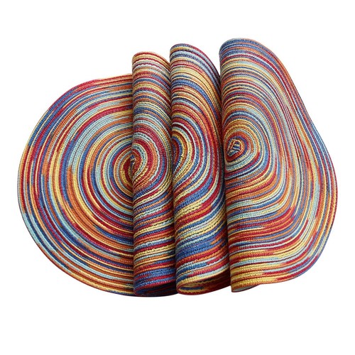 Round Placemat for Dining Table, Each Set of 4 Woven high Temperature Resista...