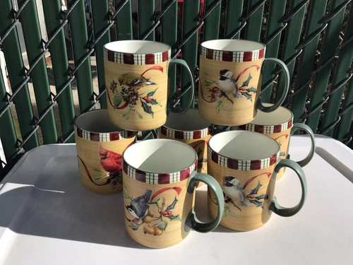 LENOX~ Winter Greetings Everyday~  Different Birds~ Mugs Set of 7