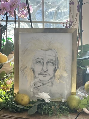 Hand Sketched  Albert Einstein  Drawing By Internationally Collected Artist!