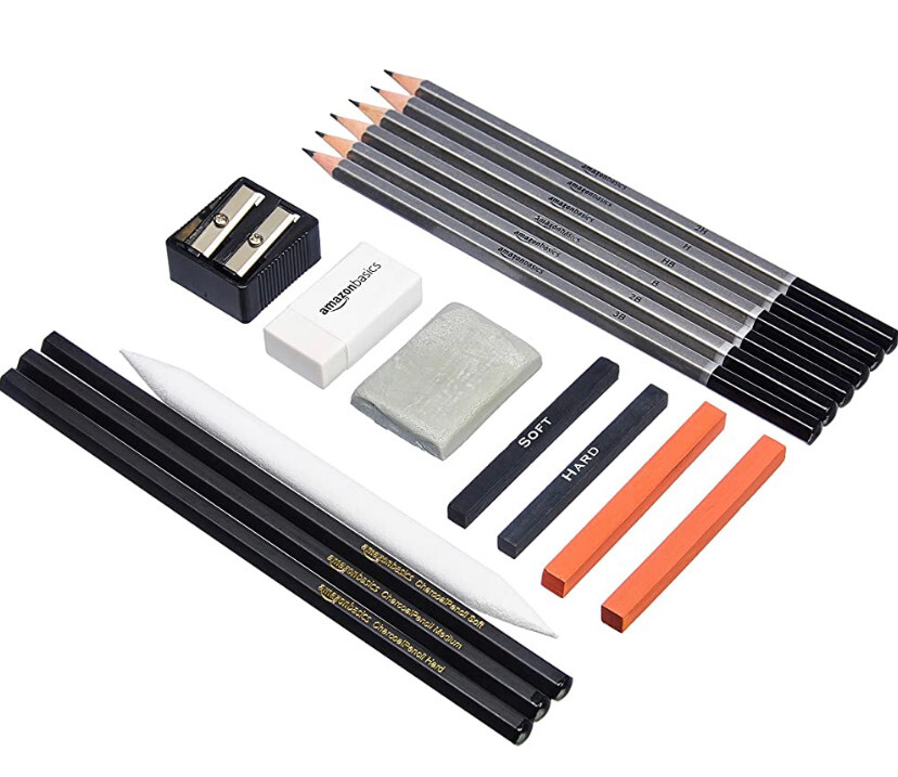 Amazon Basics Sketch and Drawing Art Pencil Kit - 17 Piece Set