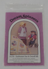 DREAM SPINNER PATTERN 18" DOLL SUNBONNET SUE OVERALL BILL CRAFT UNCUT PRINT 1992