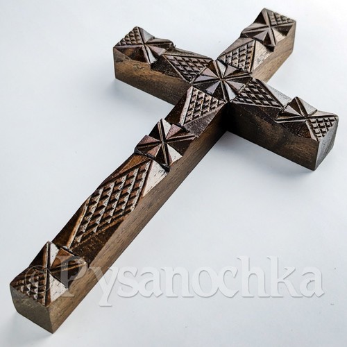 Hand Carved Cross Ukrainian Hutsul Wooden carving Gift for a collector - Picture 6 of 11