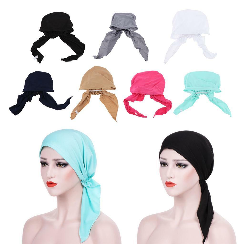 Silk Beanie Hat Chemo Pre-tied Muslim Turban Scarf Headwear Head