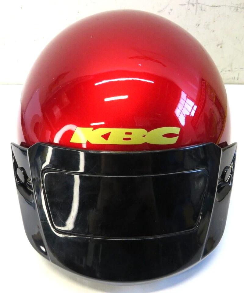 Medio casco de motocicleta KBC fibra de vidrio talla M certificado DOT rojo con visera a presión Foto 2 de 4