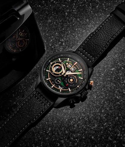 Stuhrling Men's Chronograph Tachymeter Ace Aviator 923 Quartz 45mm premium Watch - Picture 5 of 5