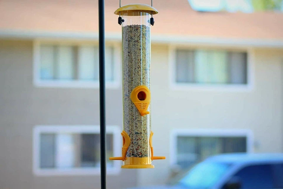 1 Pack Ashman Bird Feeder Yellow Color Metal Top and Bottom, Spacious Design - Image 2 of 4