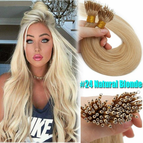 Invisible Nano Ring Beads Tip Hair Extensions100% Real Remy Human Hair Thick1g/s - Picture 39 of 110