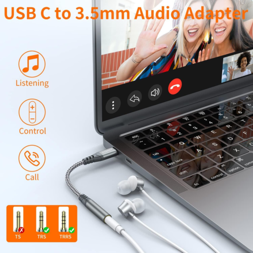 XO-SD-C C管　美品！　送料無料！ JXMOX USB Type C to 3.5mm Female Headphone Jack Adapter, C Aux 1