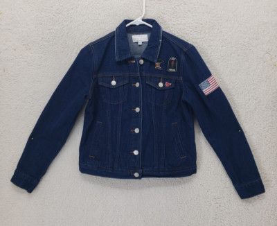 Kendall Kylie Women Jacket Extra Small Blue 100% Cotton Long Sleeve Button Down