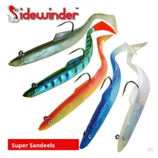 Sidewinder Super Solid / Holo Sandeels - Cod Bass Wrasse Ling Sea Fishing Lures