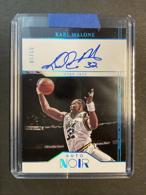 2021-22 Panini Noir KARL MALONE AUTO NOIR COLOR PLATINUM 1/10 UTAH JAZZ #ANC-KML