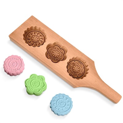 Wooden Cookie Molds for Baking - Moon Cake Molder Cookie Stamps Chinese Mooncake