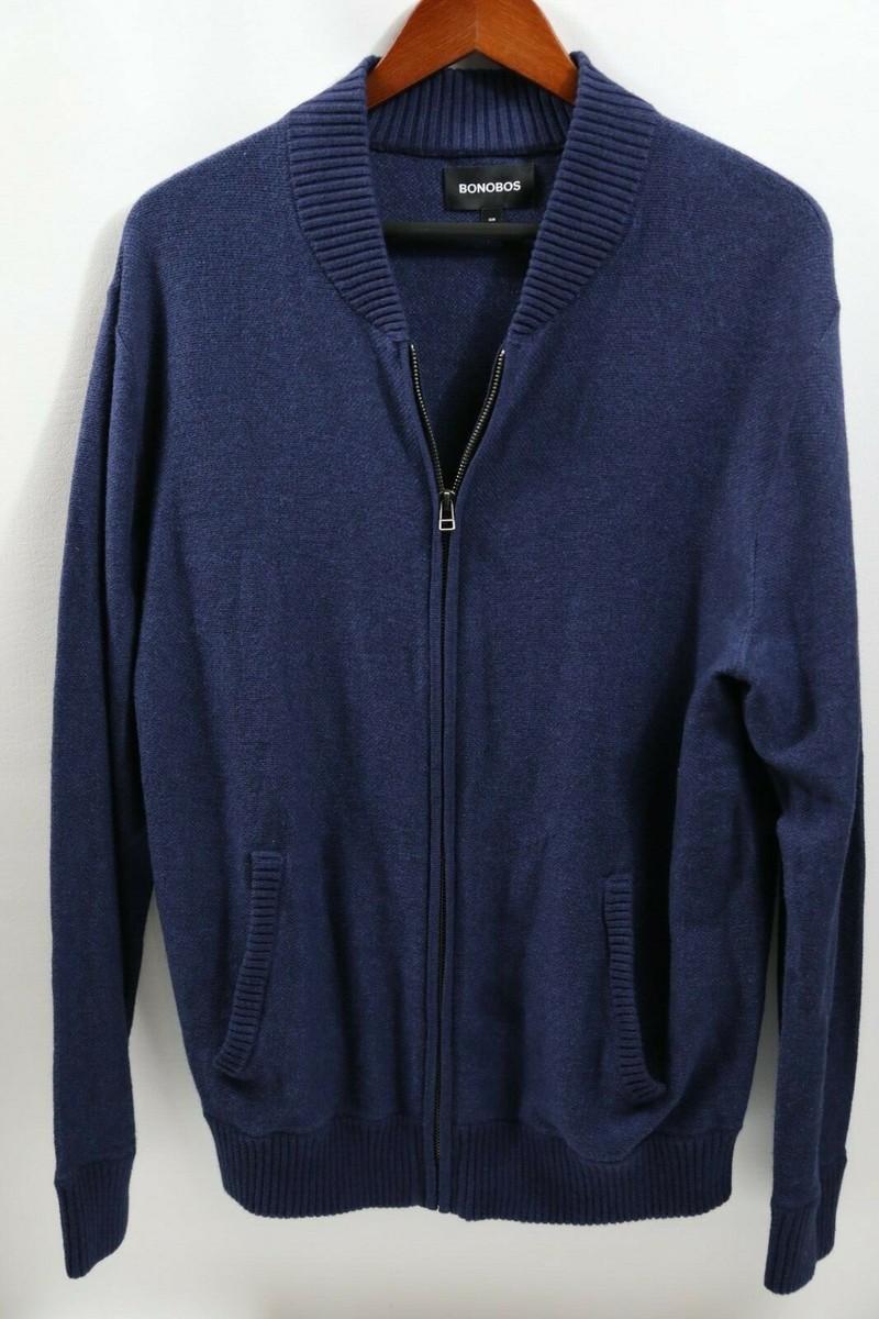#239 Bonobos Cotton Cashmere Zip Front Cardigan Sweat Shirt Size L