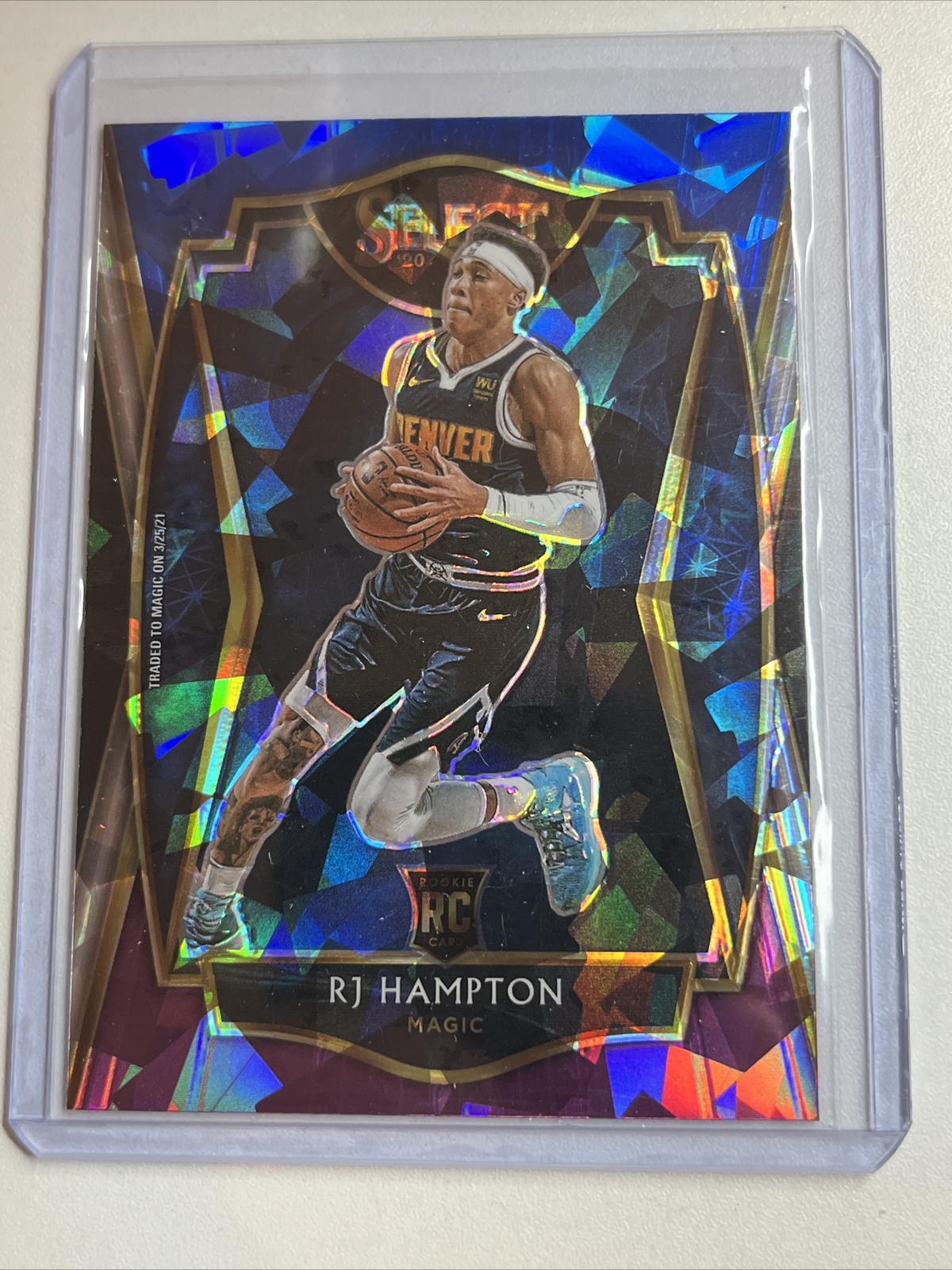 RJ HAMPTON 2020-21 SELECT BLUE WHITE PURPLE CRACKED ICE Premier Level PRIZM