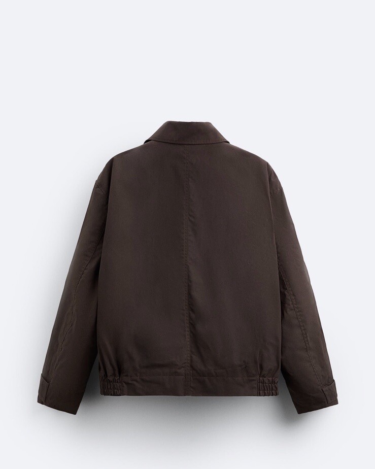 Chaqueta Zara Hombre Borgoña Encerada Hecha de Tela con Acabado Encerado  Talla S&M L