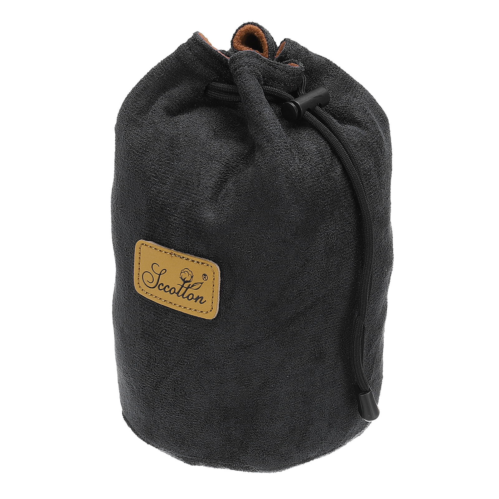 Soft Camera Pouch, M Size Flannel Camera Lens Case, Black (Round)