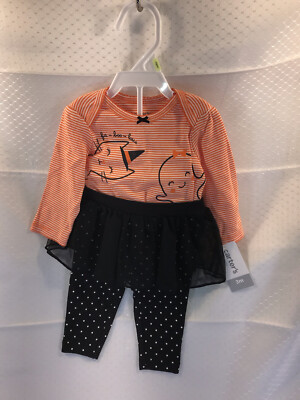 2pc CARTERS Halloween OUTFIT Ghost Cat Bodysuit & TUTU Legging Pants SET 3M NWT
