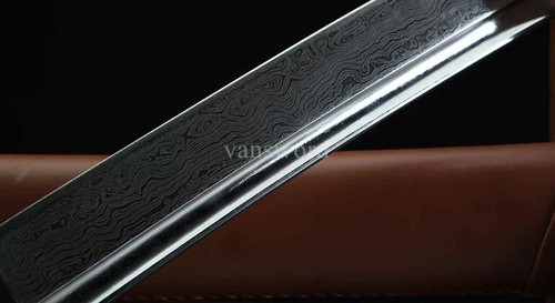 Damascus Folded Steel Nagamaki Japanese Samurai Sword Full Tang Sharp for Battle - Picture 9 of 10