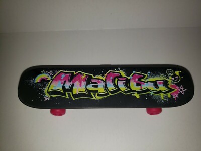 BARBIE OR KEN DOLL BLACK AIRBRUSHED SKATEBOARD SAYS MALIBU
