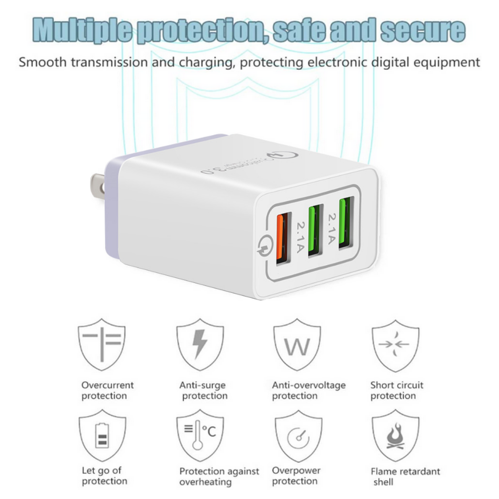 2-Pack Fast USB Wall Charger with Quick Charge 3.0 for iPhone & Samsung