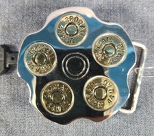 3rd Rail 6-Shooter Revolver Bullet Belt Buckle Vintage NEW Old Stock u-8J