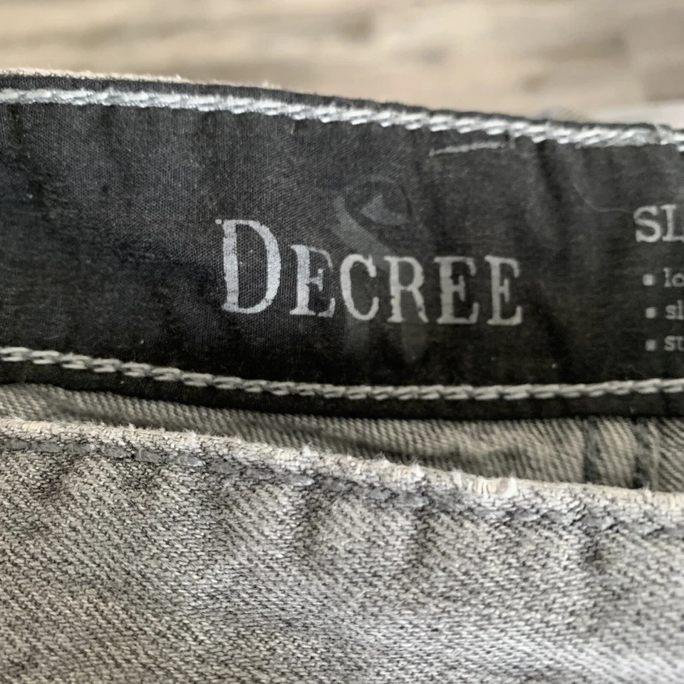 Pantalones de mezclilla Decree para hombre talla 31x32 ajustados rectos gris envejecido 31x25 real Foto 3 de 4