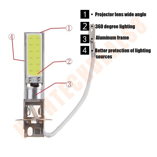 2x COB 2018 H3 4000LMLED Fog Driving Light Vehicle Bulb 6000K 40W US 12V - Picture 2 of 7