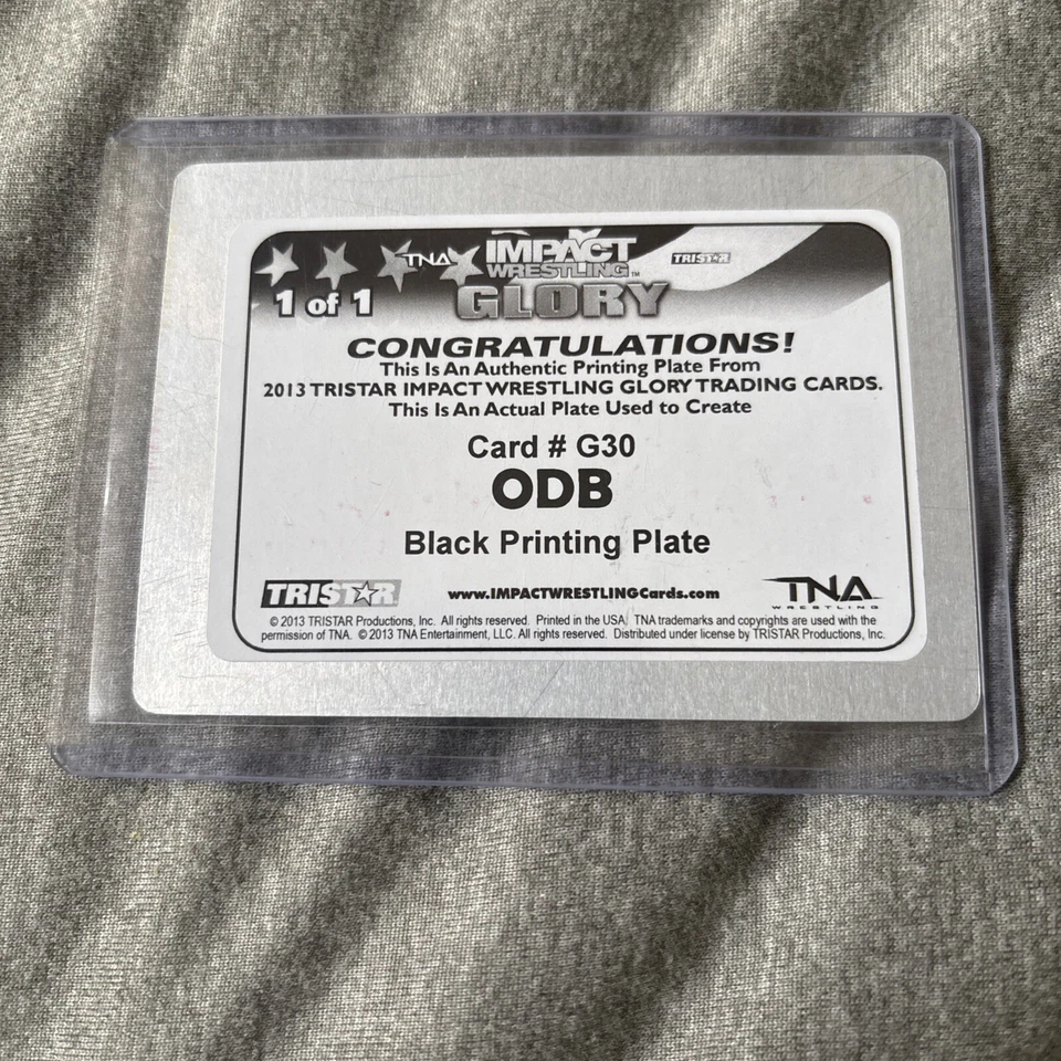 TNA Impact Wrestling GLORY 2013 ODB Autograph Card Black Printing Plate 1/1 - Image 4 of 4