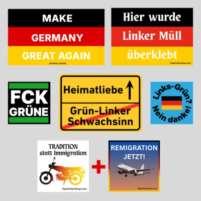 Rechte Sticker AFD Aufkleber gegen Grüne Heimatliebe 7er Paket (35 - 700 Stück)
