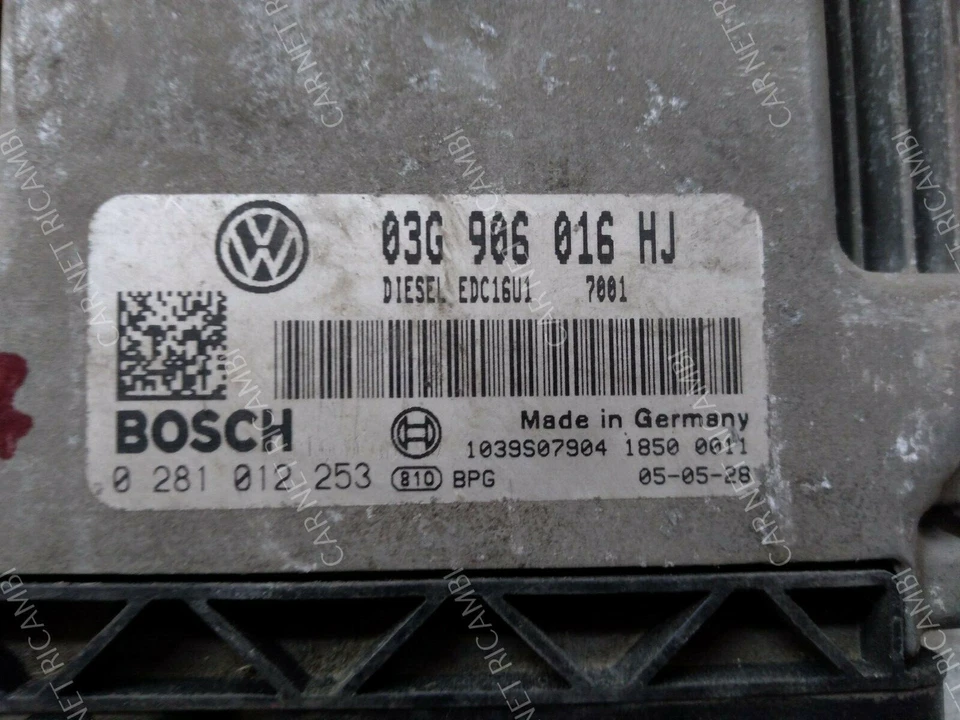 0281012253 BOSCH EDC16U1 03G906016HJ CENTRALINA MOTORE VW GOLF V 2.0 TDI 103KW - Immagine 3 di 4