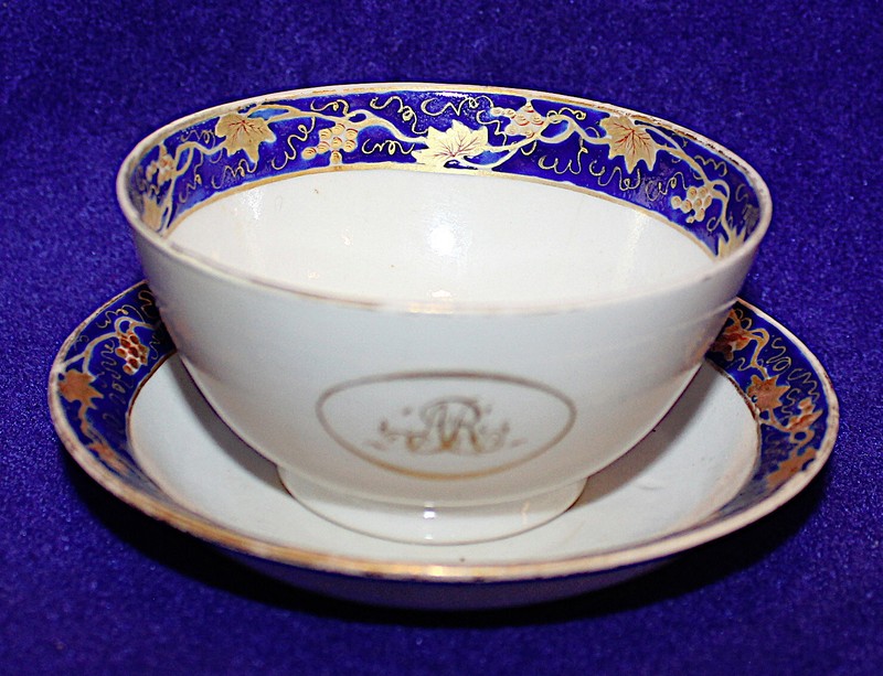 18th Century Chinese Export Porcelain Monogram Cup and Saucer