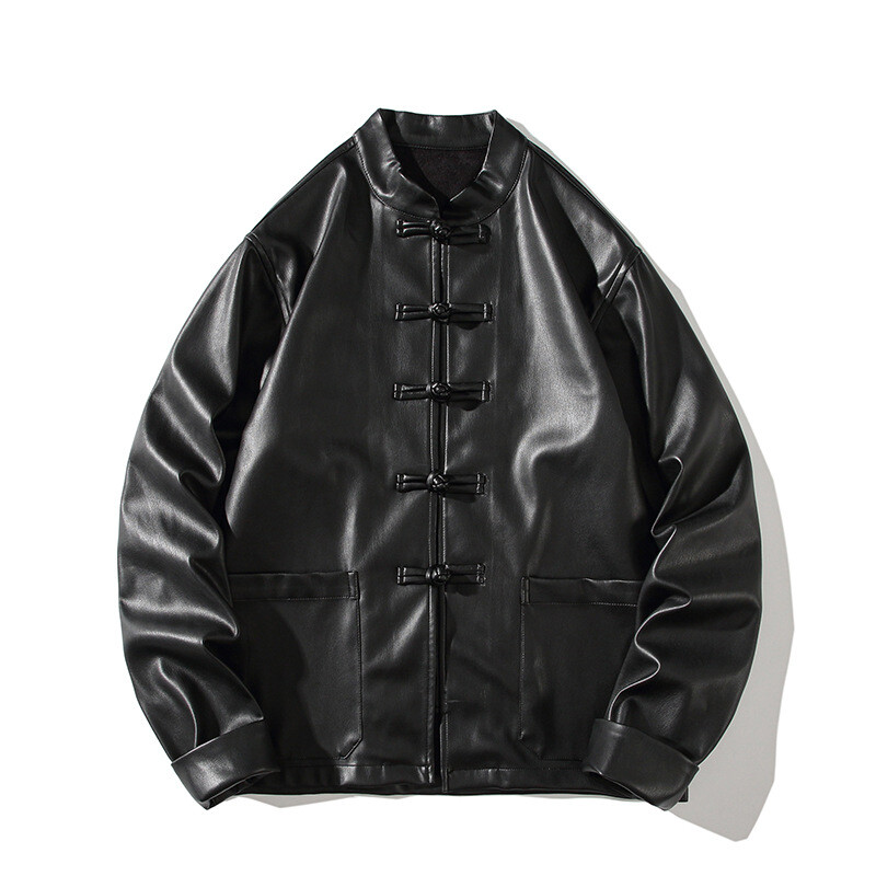 【COSYHARU】Black Up China Leather black up China leather jacket - COSYHARU | 60% - Asian