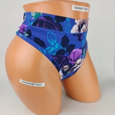 New Lane Bryant Cacique Comfort Bliss Thong 22/24  Plus Panty Blue Purple Roses