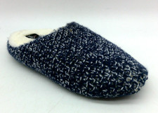 Cuddl Duds Fluffy Blue and White Knit Slip on Slippers Women's Size M 7-8