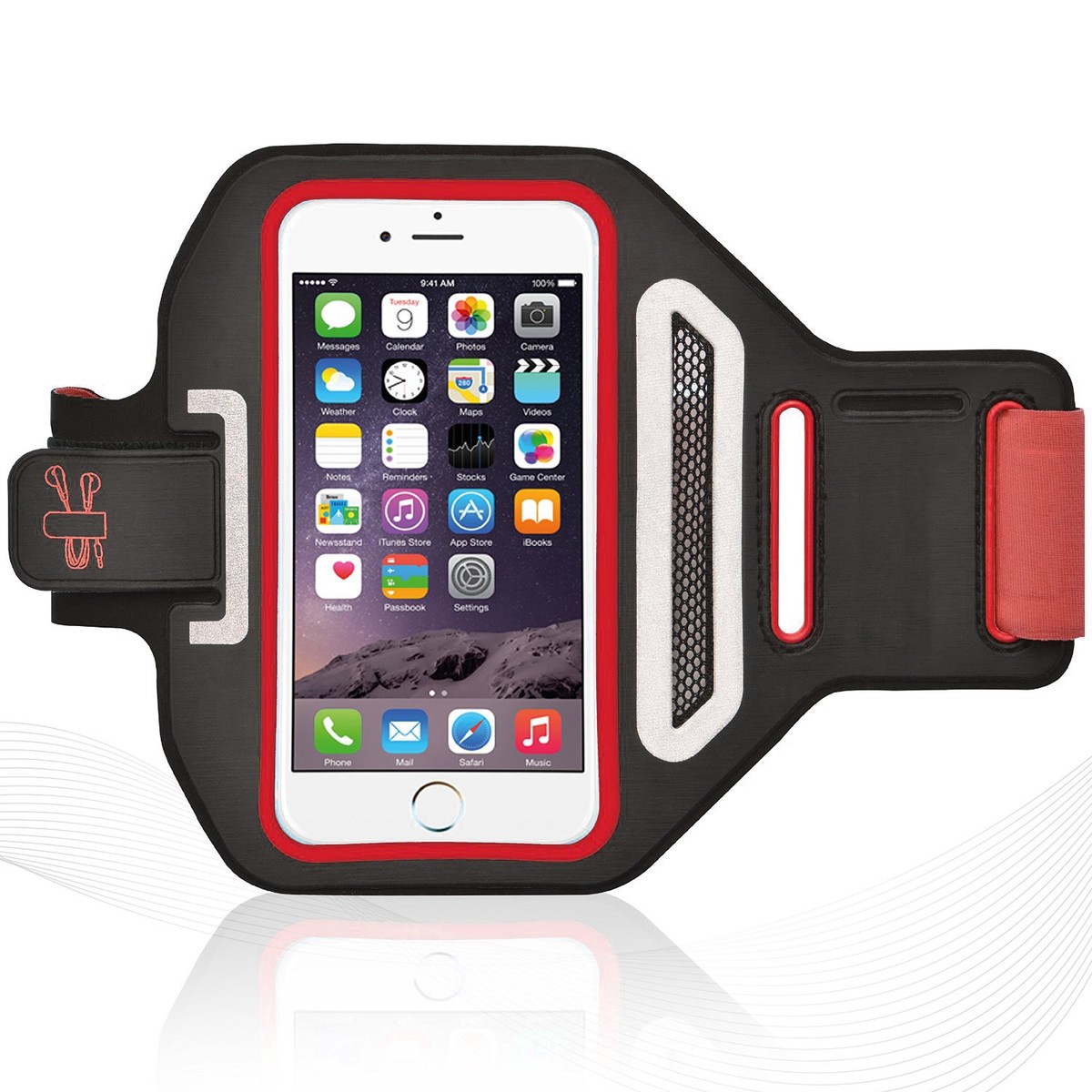 iPhone 6/6S Plus Red Lycra Armband Running Reflective