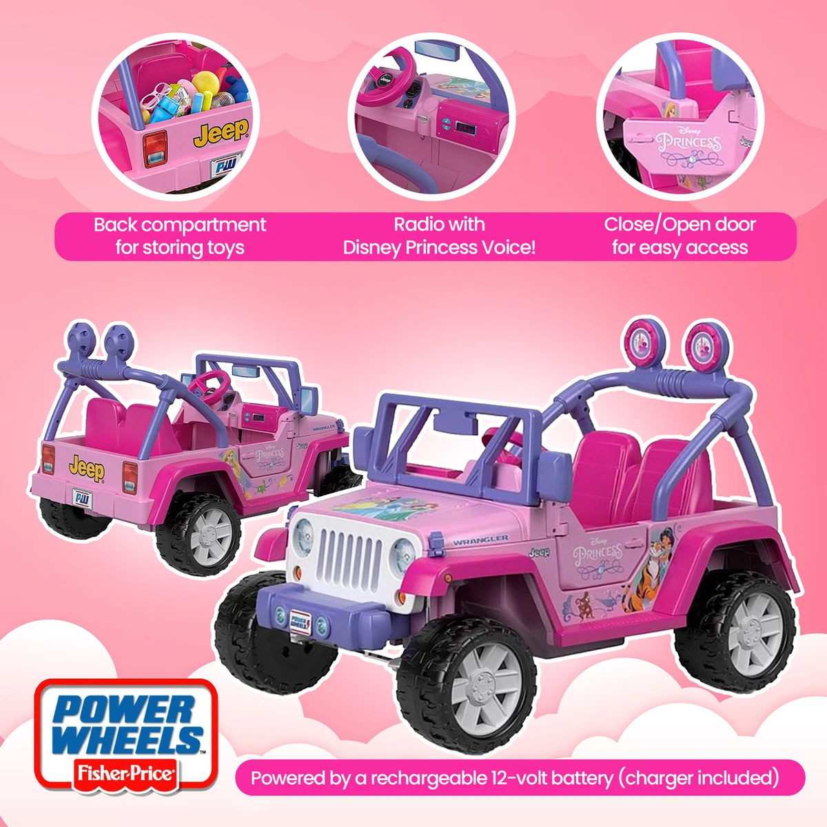 Power Wheels Kids Electric 12 Volt Toy Car Ride On Disney Princess