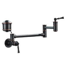 Oil Rubbed Bronze Pot Filler Faucet Brass Wall Mount Kitchen Stove Tap 2 Handles