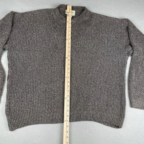 Vintage Eddie Bauer Sweater Mens Large Cable Knit Henley Grandad Collar Popover - Picture 12 of 15