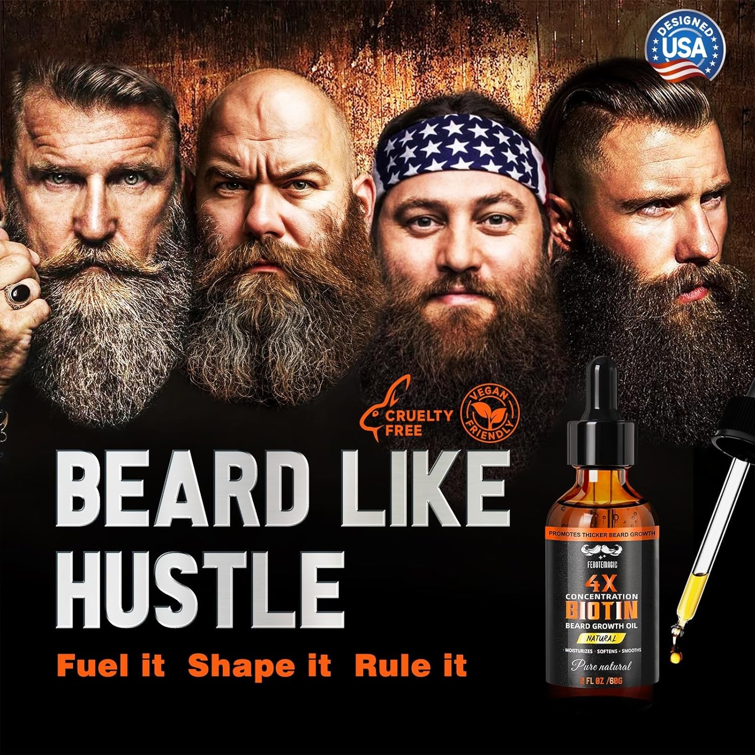 Biotin Beard Oil for Men – Natural Scent Serum with Castor & Grape... 