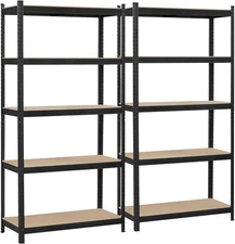 Lot2 5-Tier 59"H Shelf Garage Shelvin Unit Steel Rack Storage Oragnizer Black