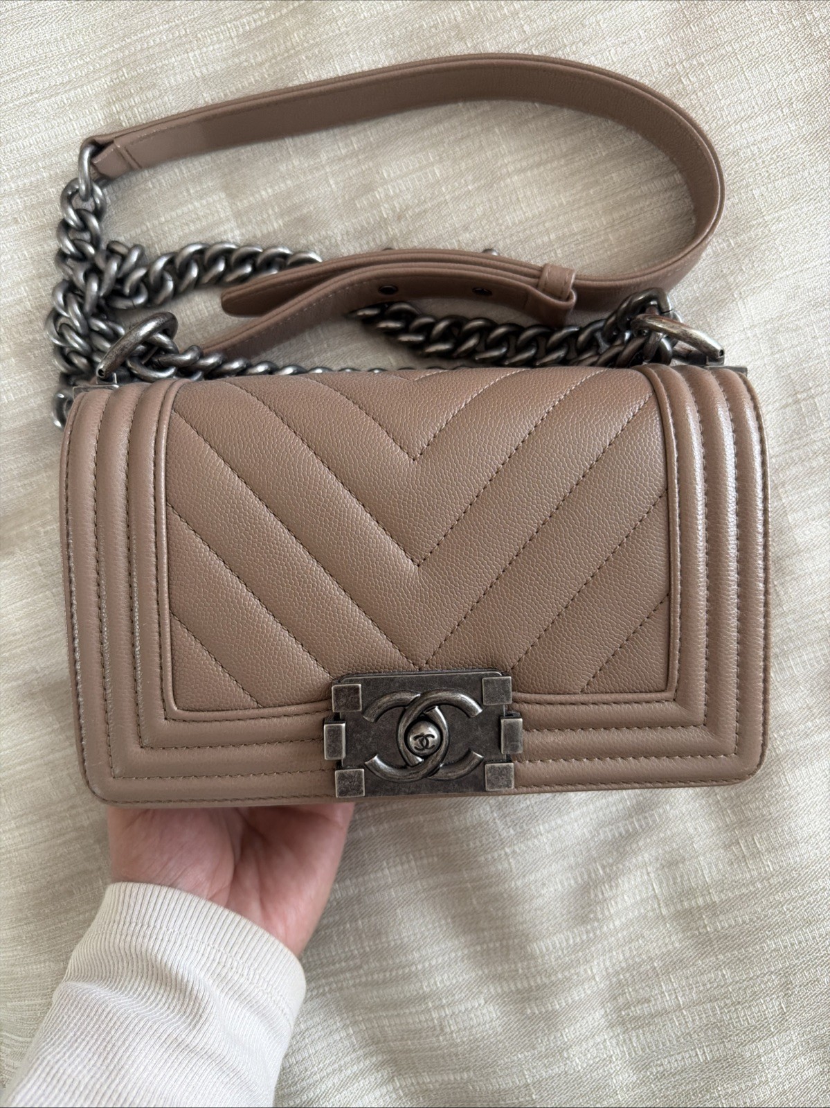 Chanel | Dark Beige | Small | Boy Bag | Caviar Leather