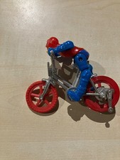 Vintage BMX Fahrrad Racer Spielzeug &ndash; Gelenkfigur rot blau