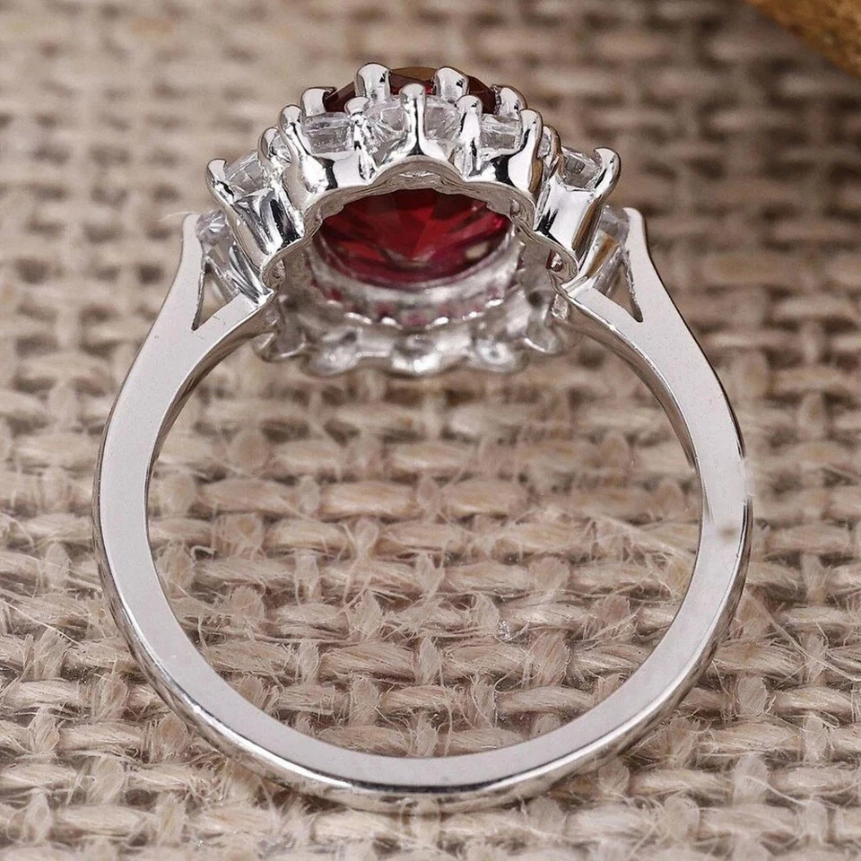 4.50 Ct Oval Cut Natural Red Ruby Diamond Engagement Ring Solid 950 Platinum 7 8 - Image 3 of 4