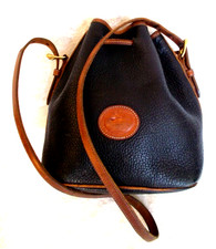 DOONEY BOURKE BUCKET BAG, Black Pebble Leather Tassel, DB LogoTag, VTG 81-82
