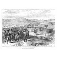 RUSSO TURKISH WAR Turkish Prisoners on the Road from Plevna - Antique Print 1878